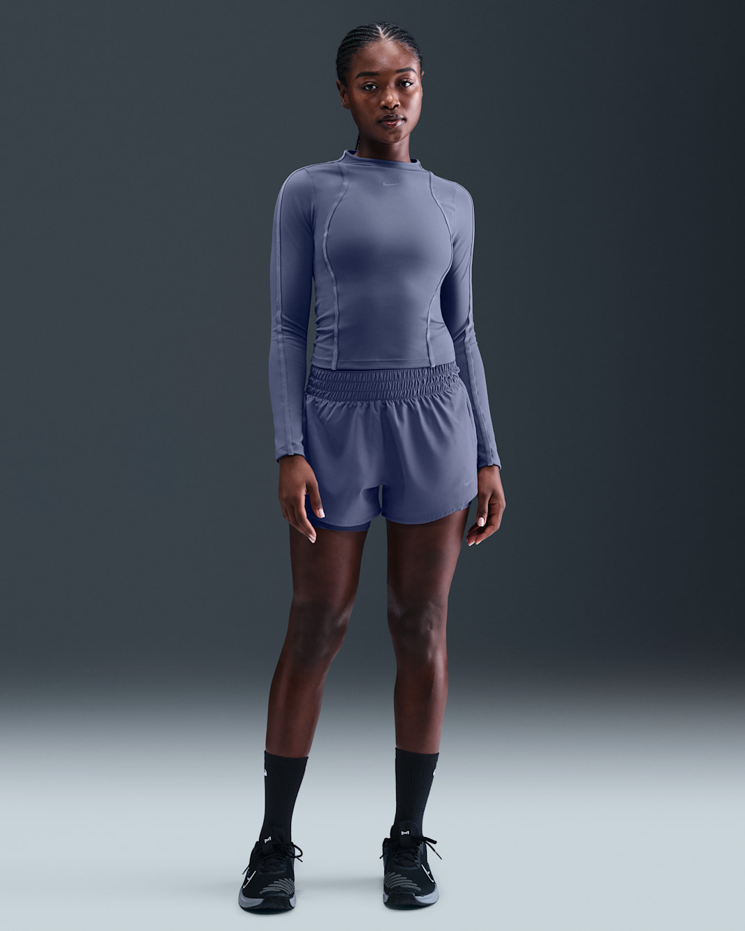 Shorts Dri-FIT 2 en 1 de tiro medio de 8 cm para mujer Nike One - Índigo mundial