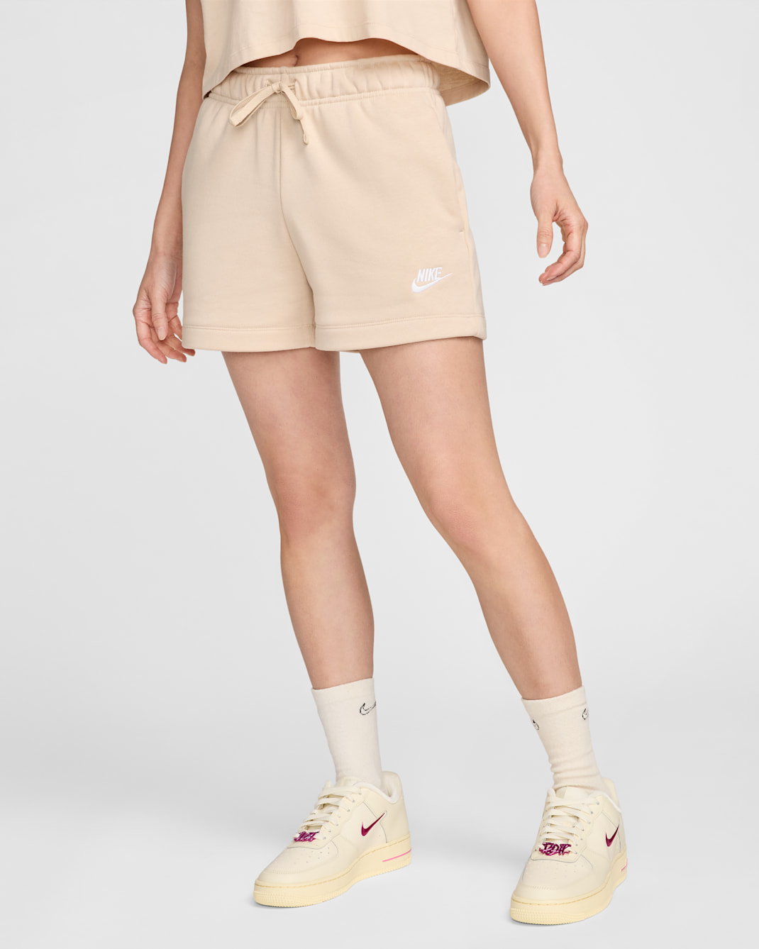 Nike Sportswear Club Fleece Women's Mid-Rise Shorts - Sand Drift/White