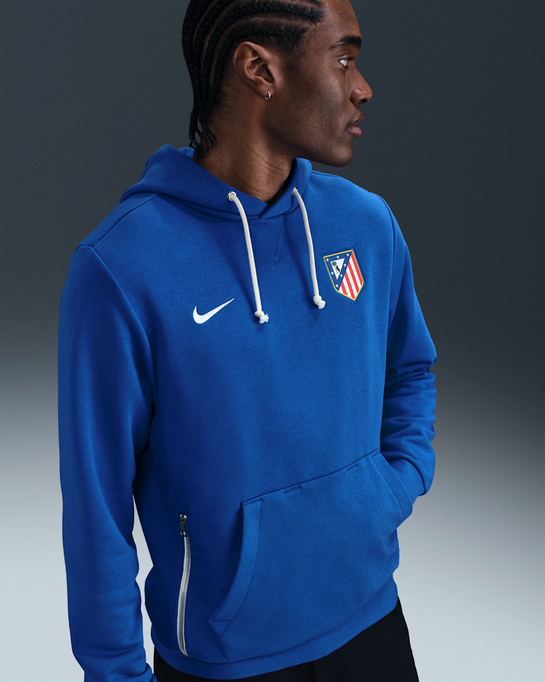 Atlético Madrid Standard Issue Men's Nike Dri-FIT Football Pullover Hoodie - Game Royal/White