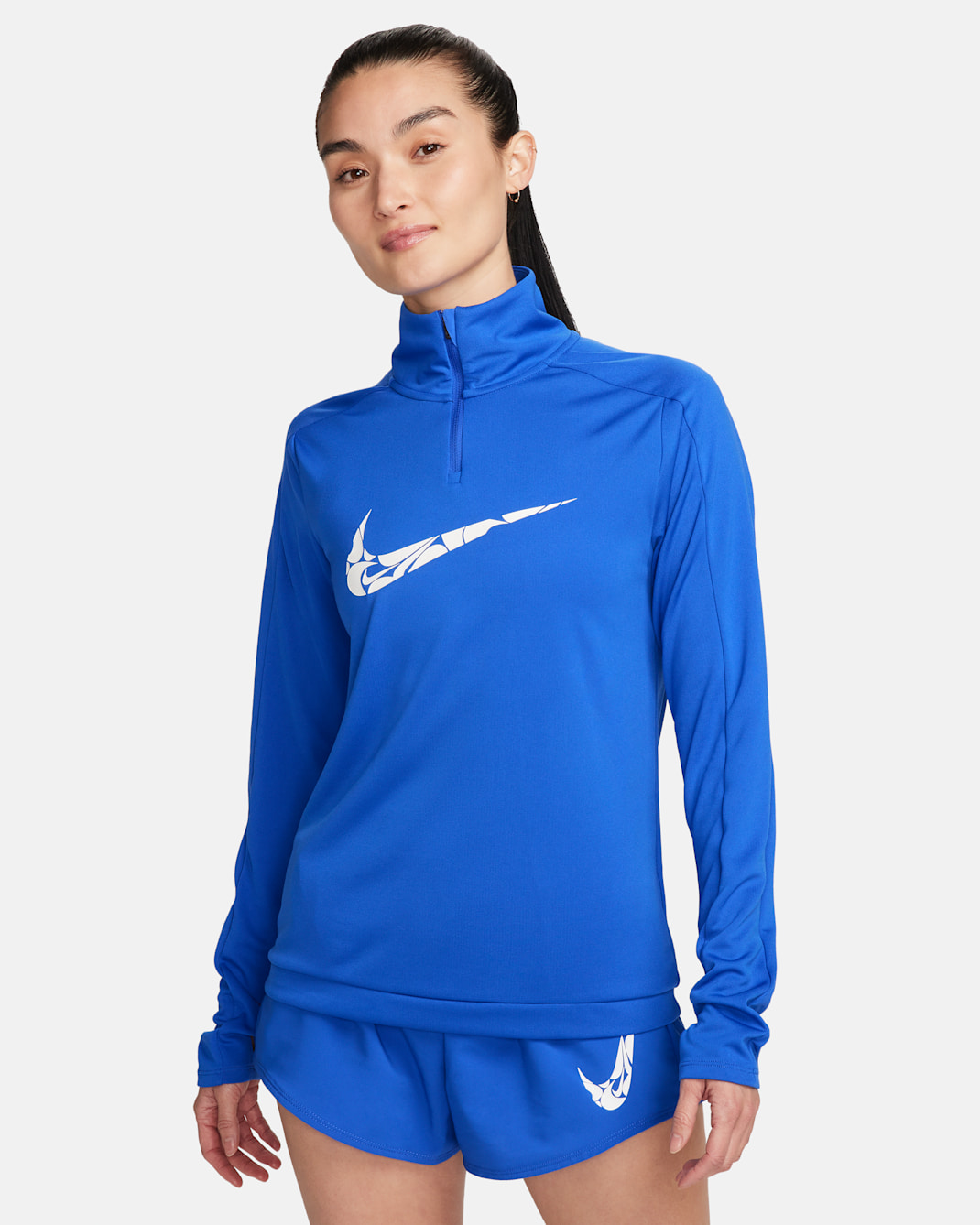 ナイキ スウッシュ ウィメンズ Dri-FIT 1/4ジップ ミッド レイヤー - ハイパーロイヤル/ホワイト