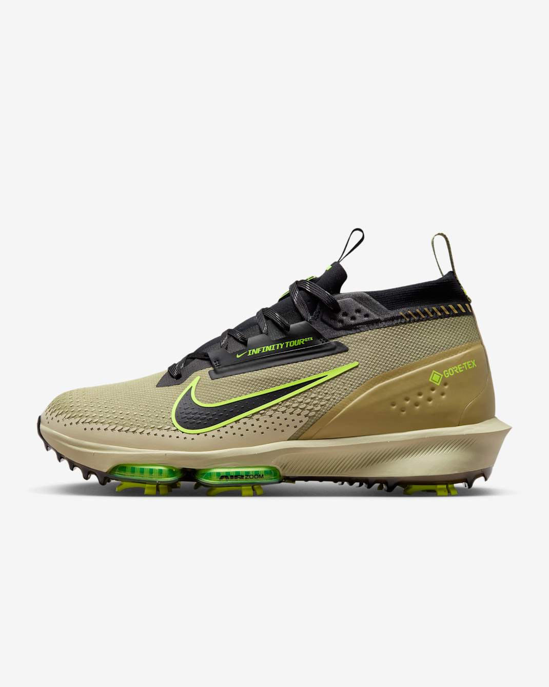 Sapatilhas de golfe à prova de água Nike Infinity Tour 2 GORE-TEX para homem - Dusty Olive/Volt/Preto