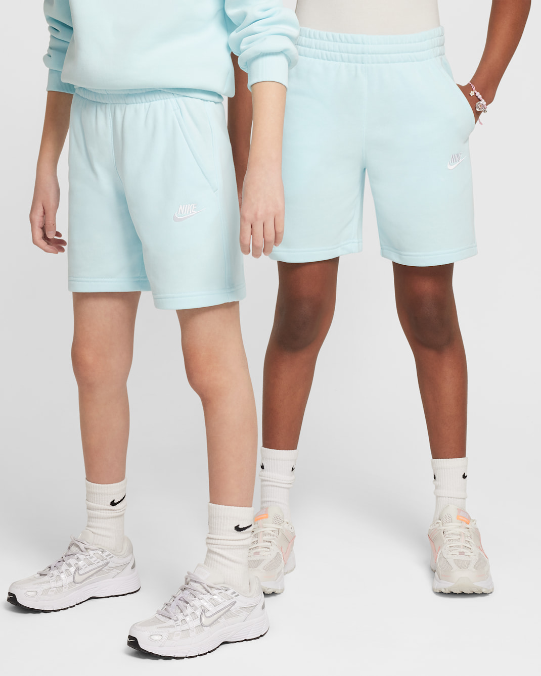 Nike Sportswear Club Fleece Big Kids' French Terry Shorts - Glacier Blue/White