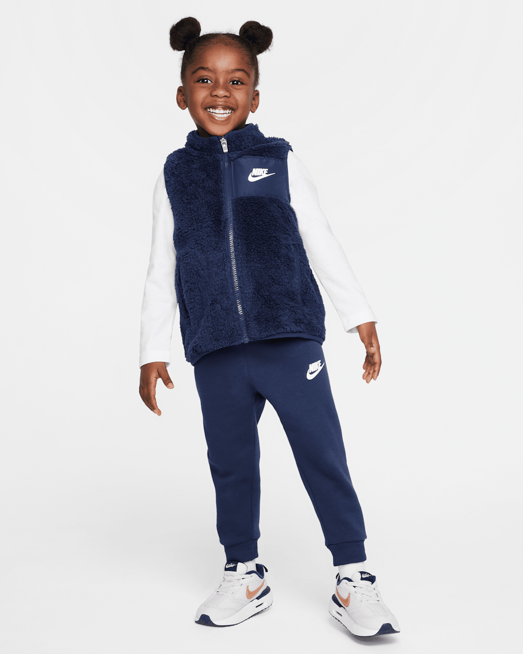 Nike Club Toddler Long Sleeve T-Shirt, Vest, and Pants Set - Midnight Navy