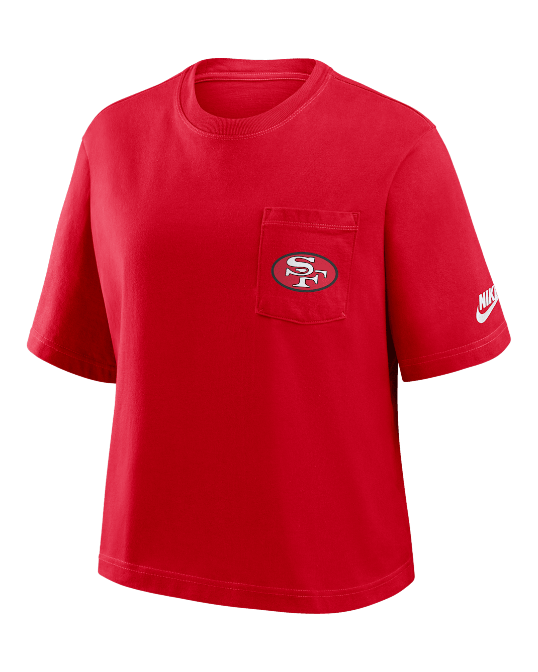 San Francisco 49ers Rewind Pocket Boxy Women's Nike NFL T-Shirt - Scarlet