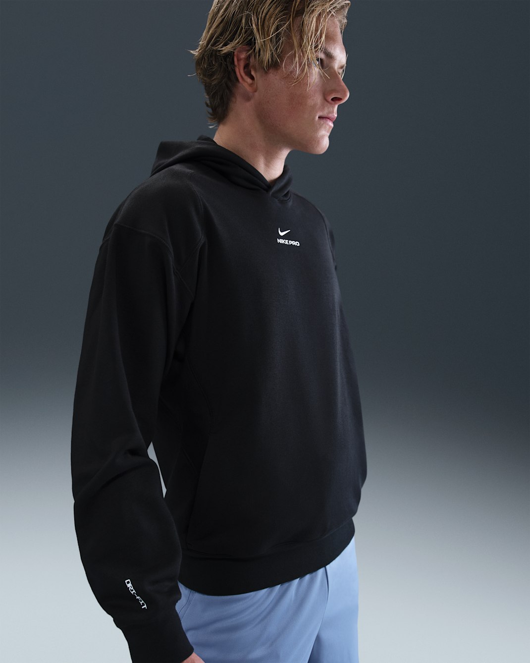 Nike Pro Men's Dri-FIT Mid Layer Training Hoodie - Black/White