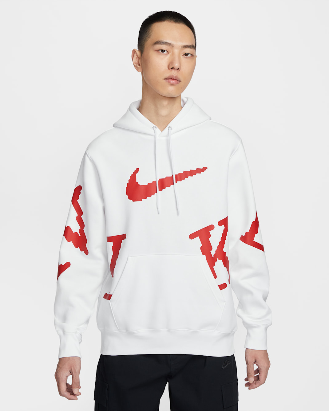 Nike Sportswear Club Men's Fleece Hoodie - White/University Red