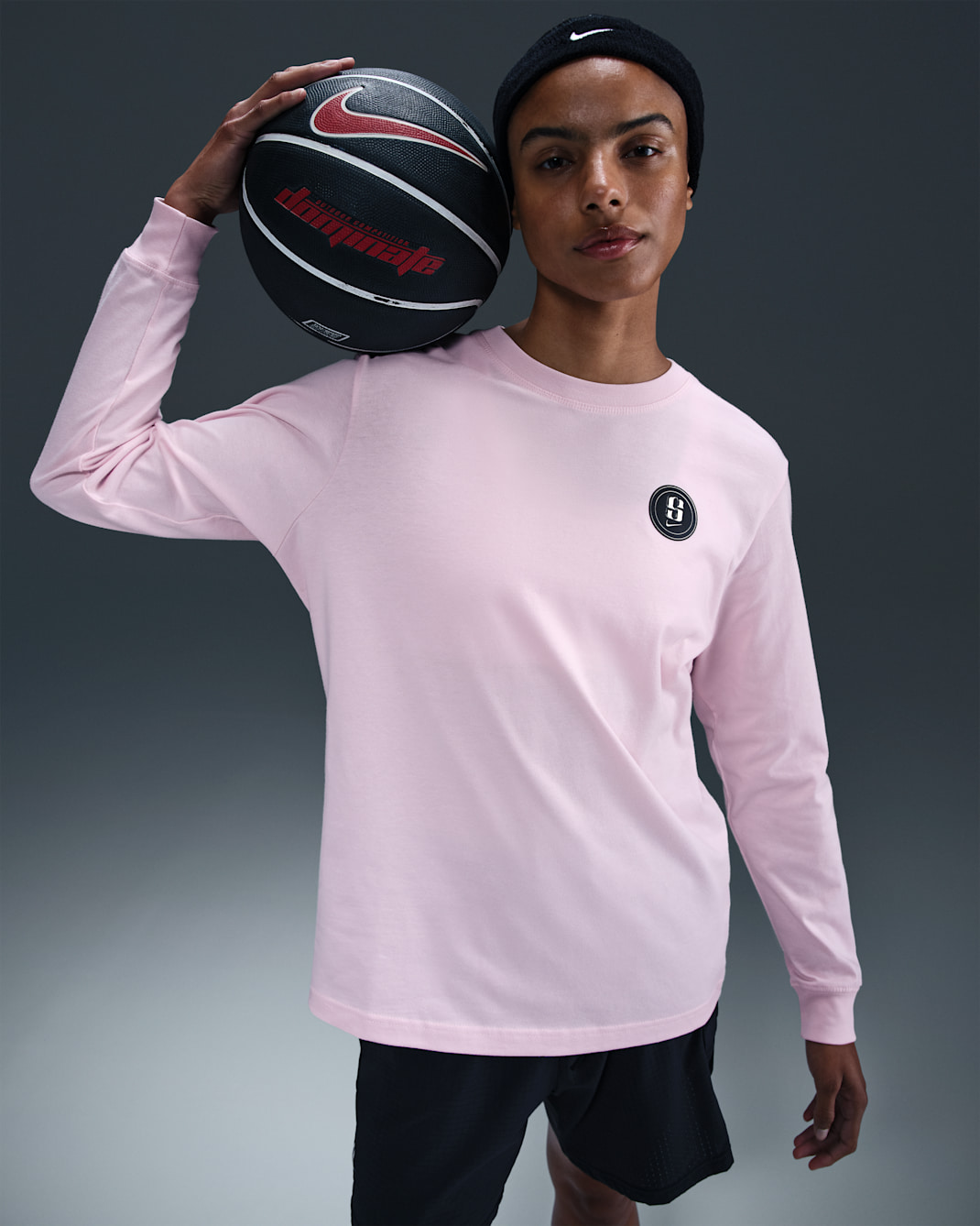 Playera de básquetbol de manga larga para mujer Sabrina - Espuma rosa