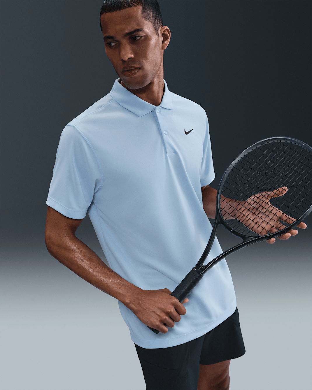 Polo de tenis para hombre NikeCourt Dri-FIT - Azul celestino/Negro
