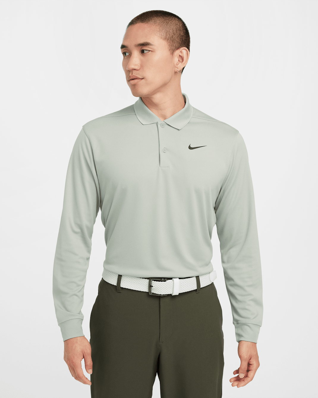 เสื้อโปโลกอล์ฟแขนยาวผู้ชาย Nike Dri-FIT Victory - Jade Horizon/ดำ