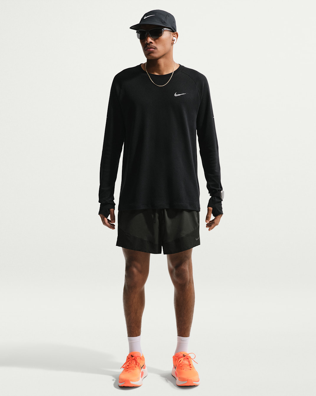 Löparshorts Nike Stride Plus Dri-FIT 13 cm med innerbyxor för män - Off Noir/Svart/Svart