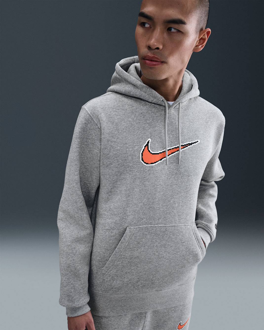 ナイキ スポーツウェア クラブ メンズ フリース パーカー - ダークグレーヘザー/ライトスモークグレー/ブラック