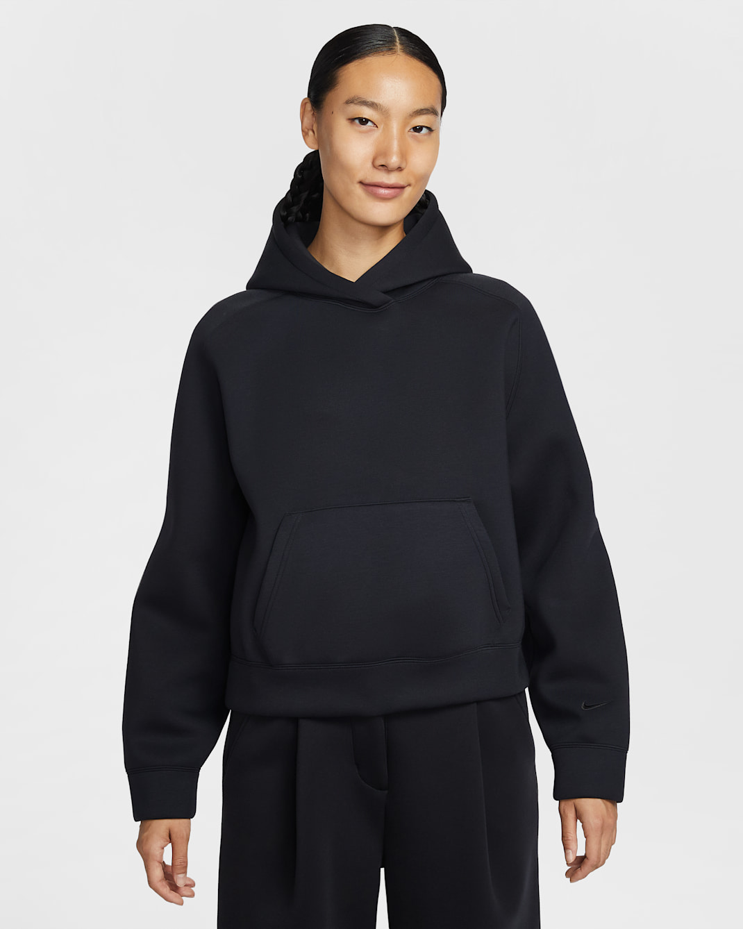 나이키 스포츠웨어 여성 오버사이즈 플리스 풀오버 후디 - 블랙/블랙/블랙