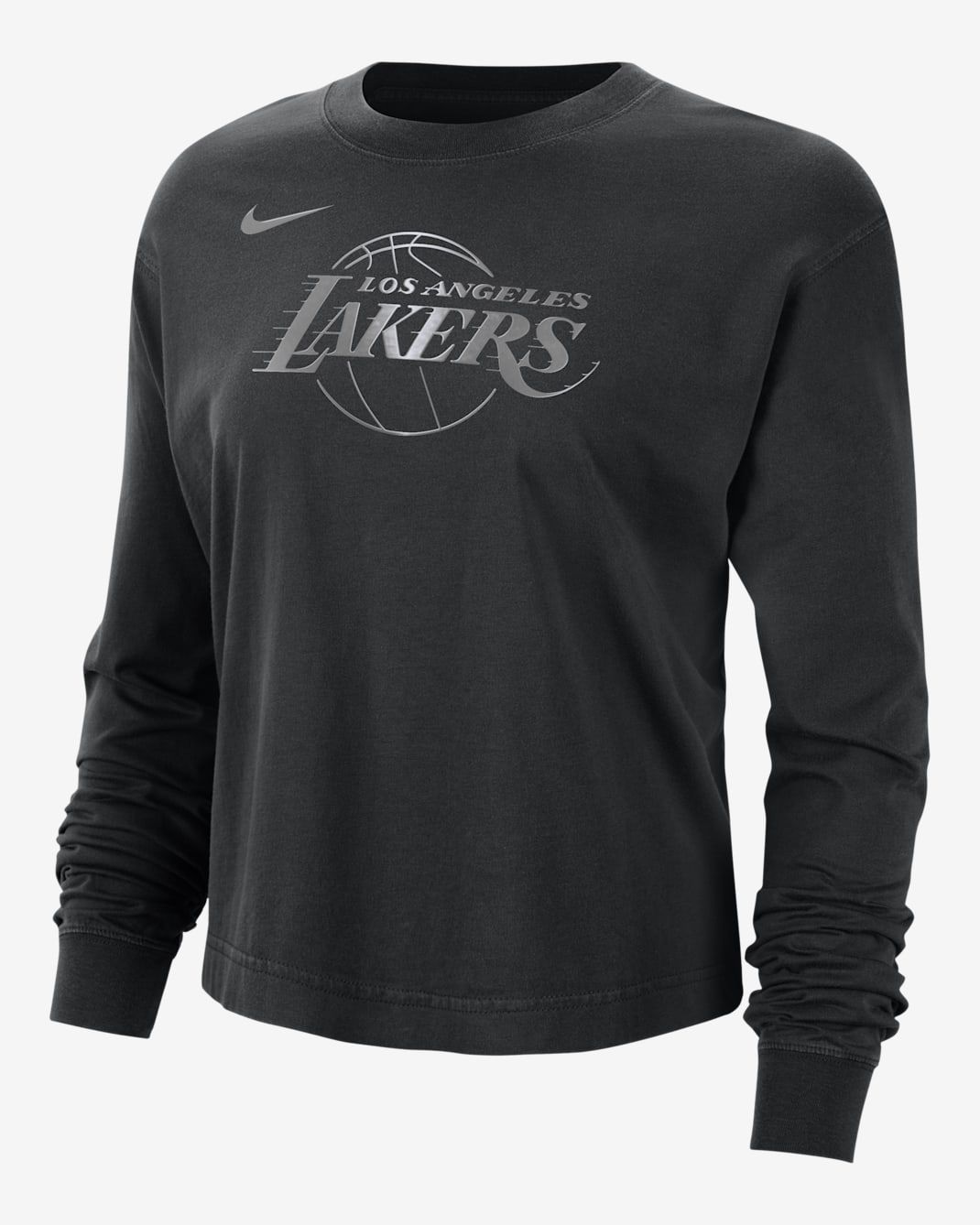 Los Angeles Lakers Courtside Women's Nike NBA Shine Boxy Long-Sleeve T-Shirt - Black