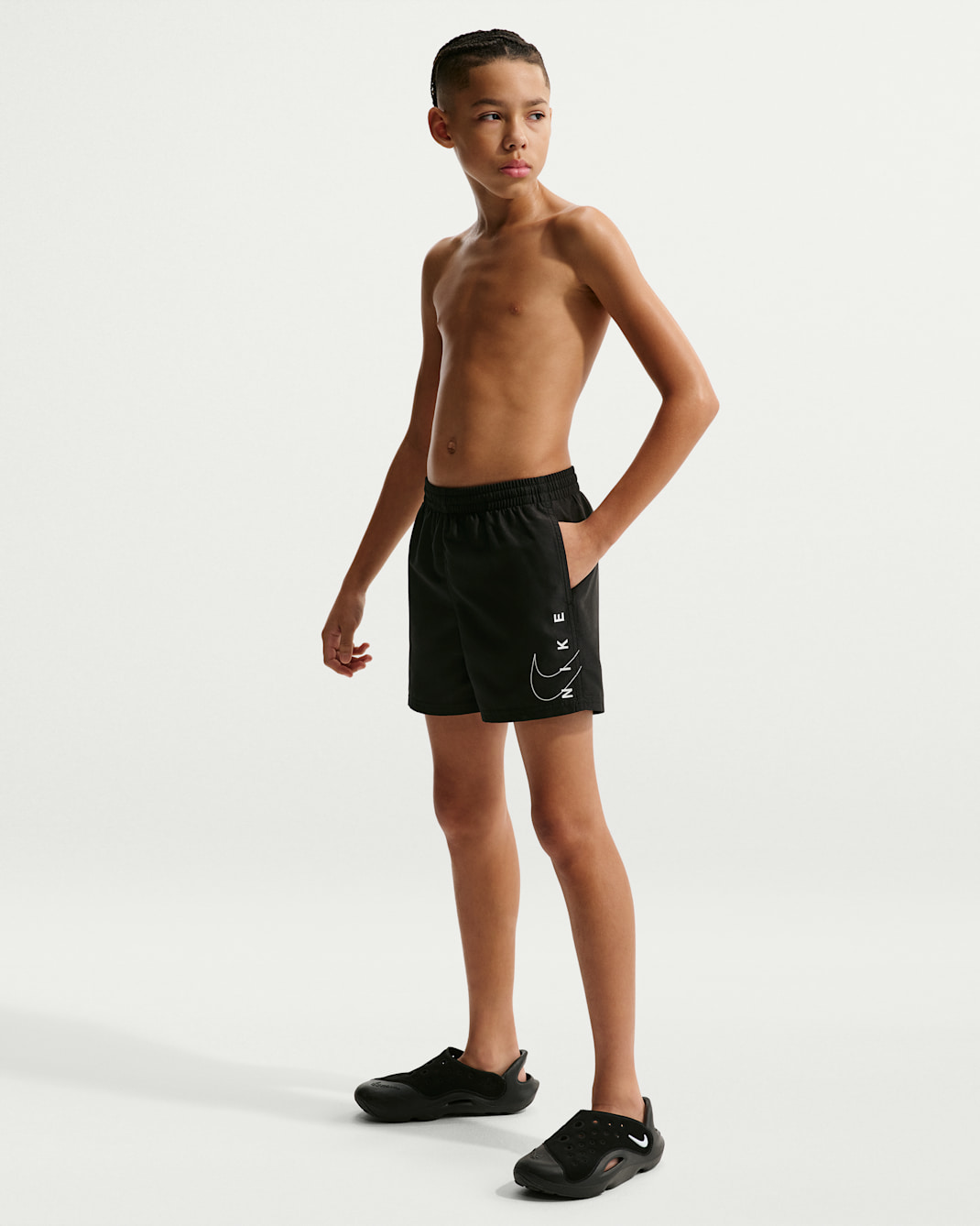 Nike Swim Split Logo Lap Boys' 10cm (Approx.) Volley Shorts - Black/White/White