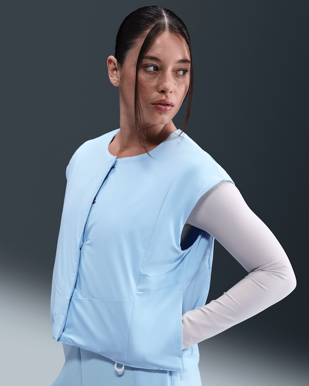 Nike 24.7 PerfectStretch Women's Therma-FIT Synthetic-Fill Gilet - Celestine Blue/Team Orange/Psychic Blue