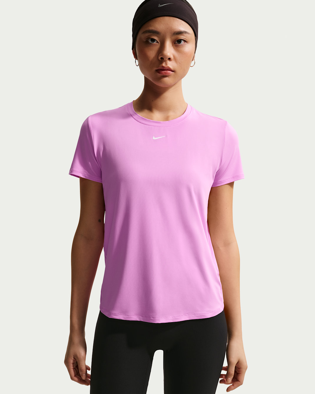 나이키 원 클래식 여성 드라이 핏 반팔 탑 - 라이트 마젠타/화이트