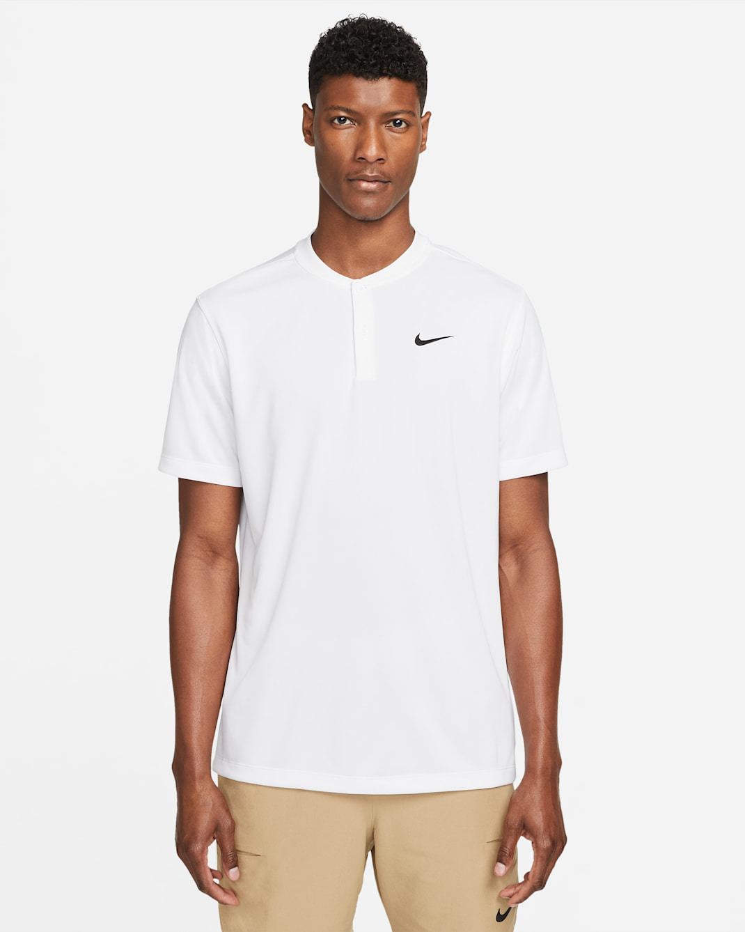 Polo de cuello en v de tenis para hombre NikeCourt Dri-FIT - Blanco/Negro