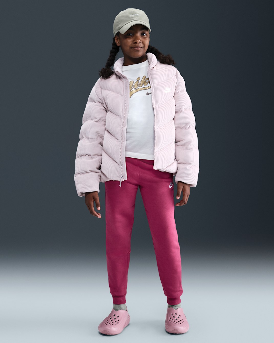 Joggers Nike Sportswear Club Fleece para niños talla grande - Remolacha dulce/Blanco