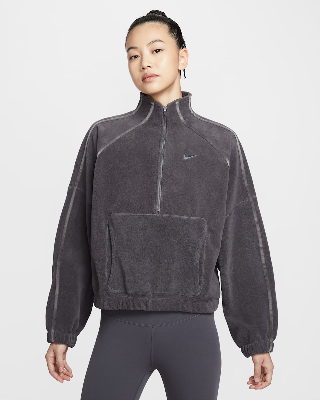 Nike One Women's Therma-FIT 1/2-Zip Top - Thunder Grey/Dark Shadow
