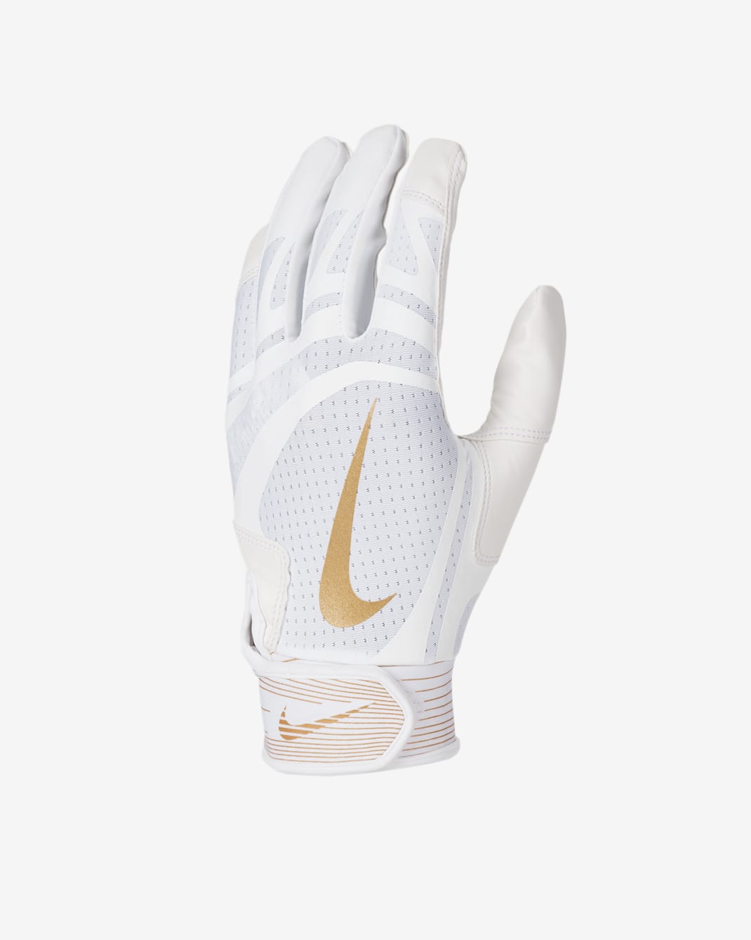 Nike Alpha Huarache Edge Baseball Batting Gloves (1 Pair) - White/White/White/Gold