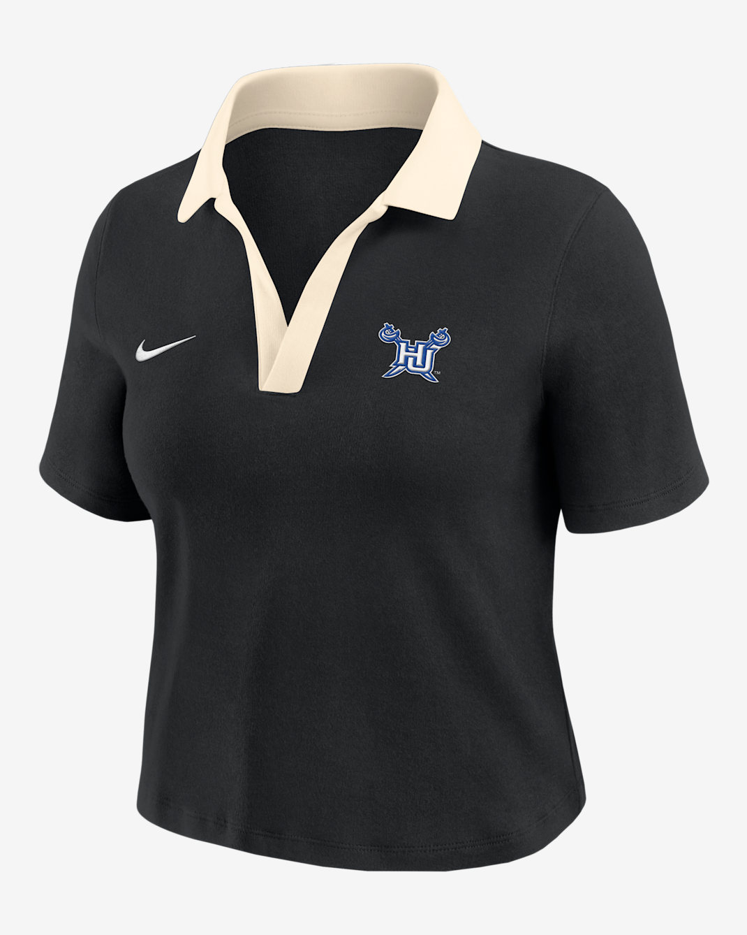 Nike College (Hampton University) Women's Short-Sleeve Polo Crop Top - Black