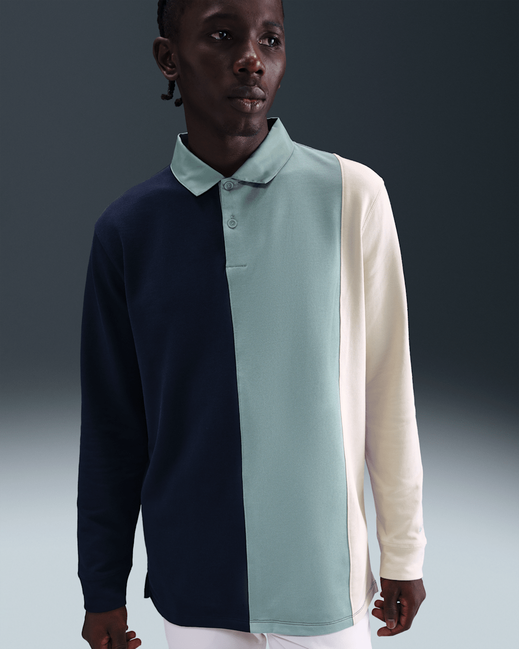 Nike Victory Men's Long-Sleeve Golf Polo - Obsidian/Cannon/Light Orewood Brown/Cannon