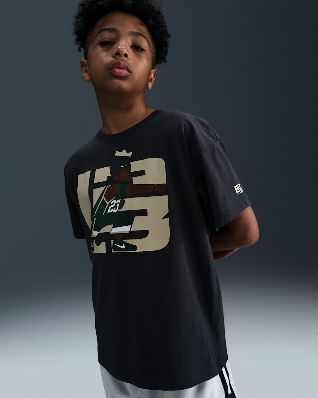 LeBron "Point Forward" Older Kids' Max90 Basketball T-Shirt - Off-Noir