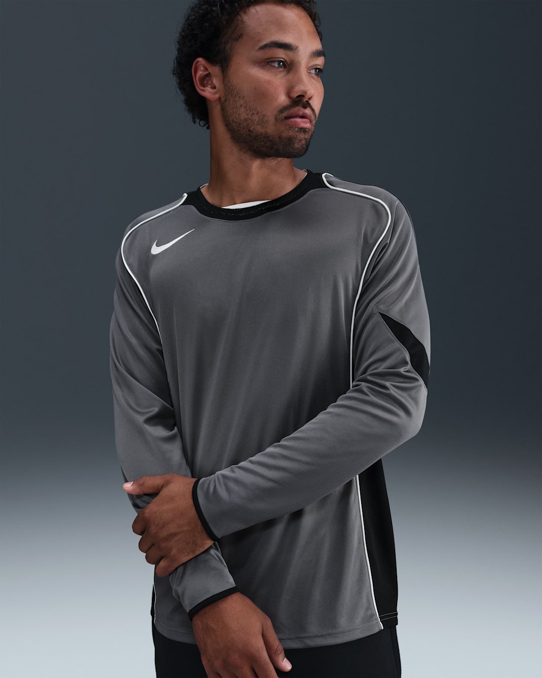 Nike Total 90 Men's Dri-FIT Long-Sleeve Soccer Top - Light Graphite/Black/Sail/White
