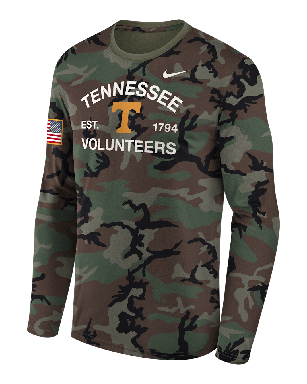 Tennessee 2025 Military Appreciation Legend Men's Nike Dri-FIT College Long-Sleeve T-Shirt - Olive