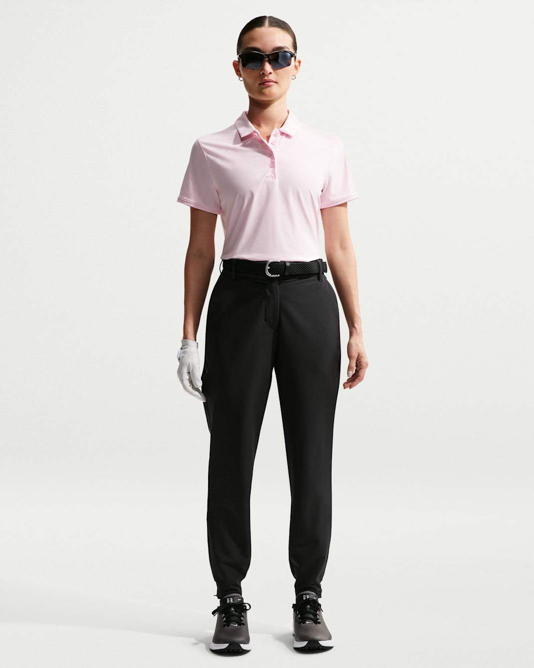 나이키 골프 클럽 여성 리펠 슬림 미드라이즈 골프 팬츠 - 블랙/화이트