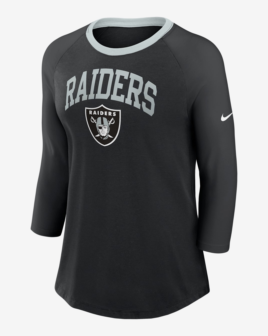 Las Vegas Raiders Women's Nike NFL 3/4-Sleeve T-Shirt - Black/Black