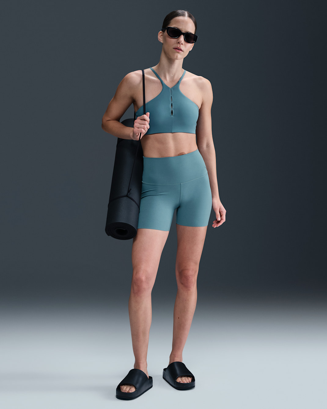 Shorts de ciclismo de tiro alto de 13 cm para mujer Nike Zenvy - Azul humeante/Negro