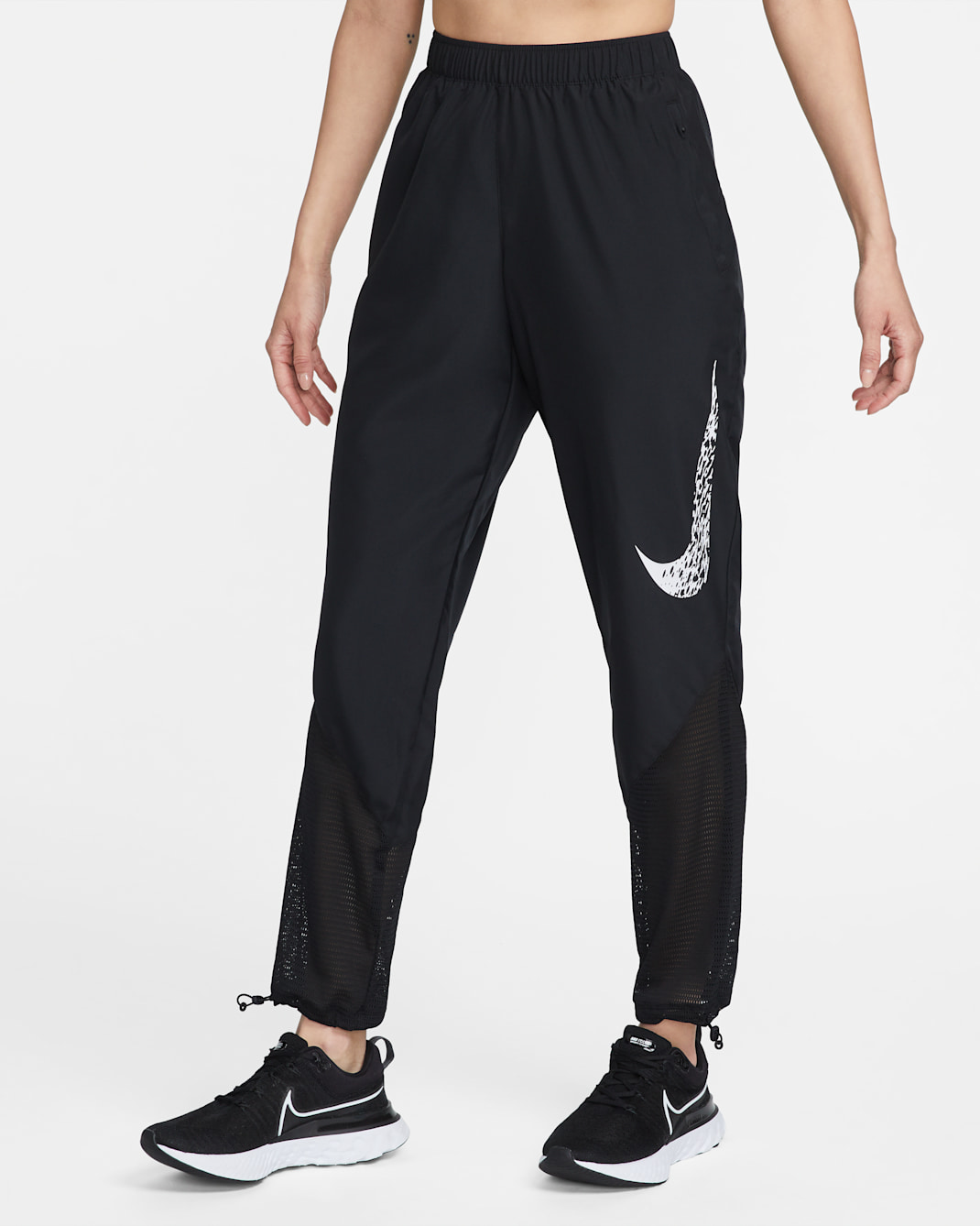 Nike Dri-FIT Swoosh Run Women's Mid-Rise Running Trousers - Black/White