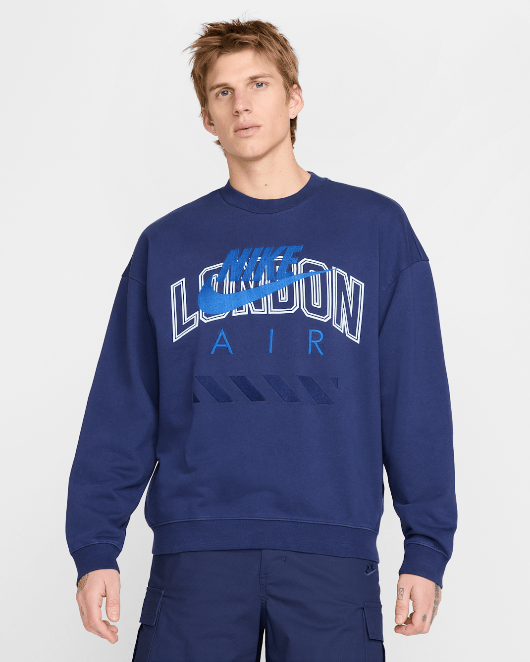 Nike Air "London" Men's Fleece Crew - Blue Void/University Red/Game Royal