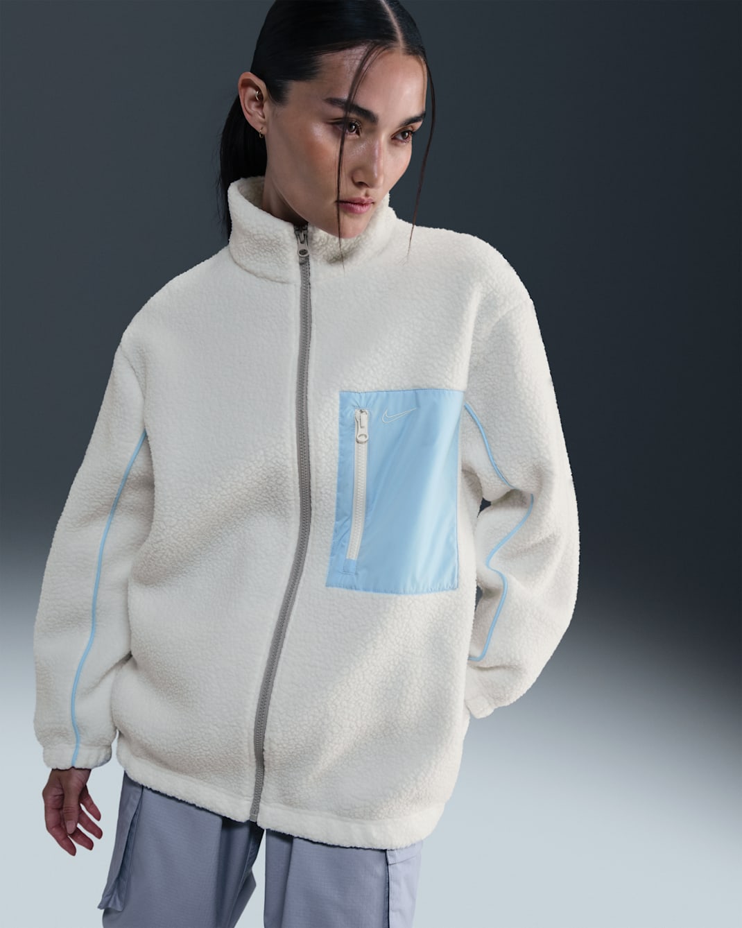 나이키 스포츠웨어 여성 풀집 하이파일 플리스 재킷 - 세일/셀러스틴 블루/셀러스틴 블루/세일