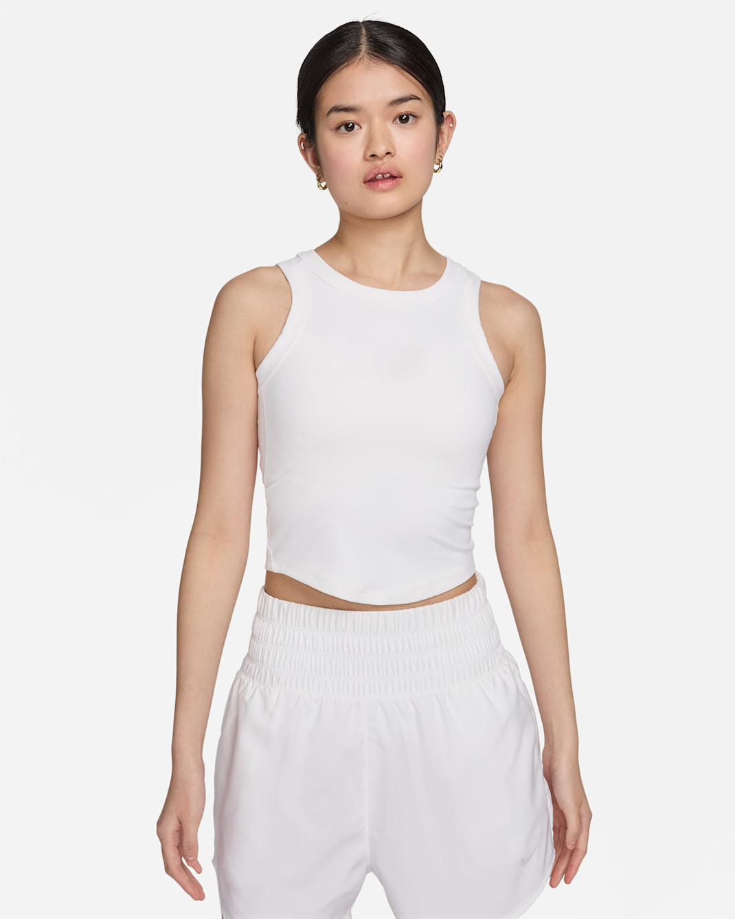 Nike One Fitted Women's Dri-FIT Cropped Tank Top - White/Black