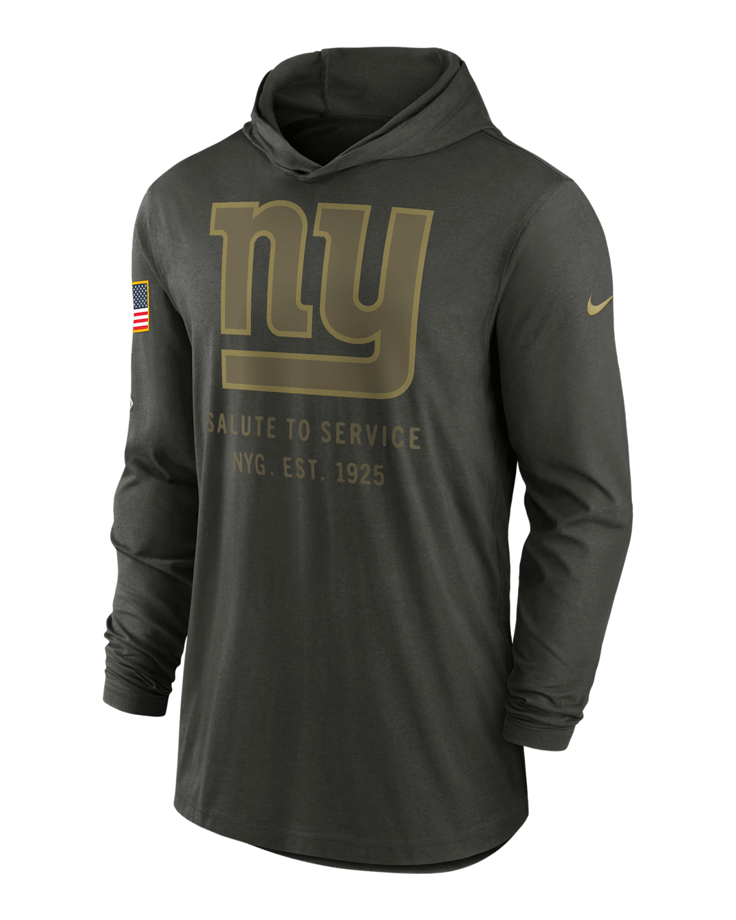 New York Giants Salute to Service Sideline Men’s Nike Dri-FIT NFL Long-Sleeve Hooded Top - Sequoia