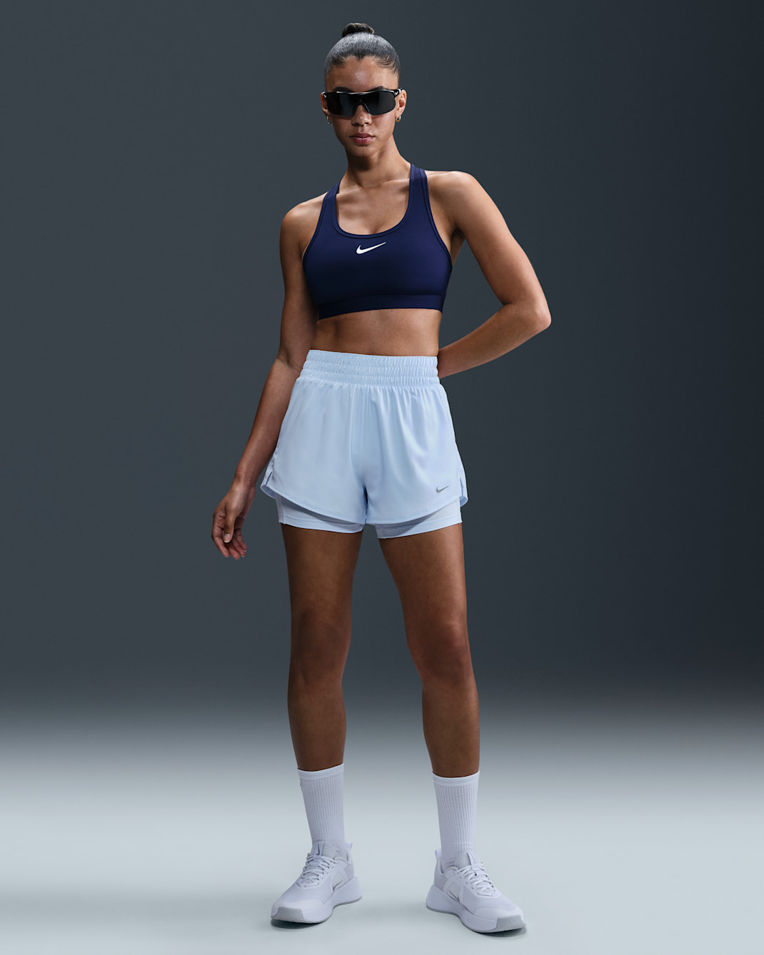Nike One Women's Dri-FIT High-Waisted 3" 2-in-1 Shorts - Blue Tint