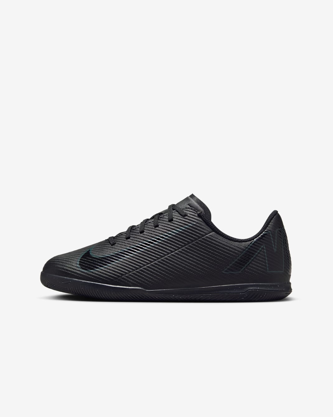 Tacos de fútbol para cancha cubierta de corte low para niños de preescolar y grandes Nike Jr. Mercurial Vapor 16 Club - Negro/Jungla intenso/Negro