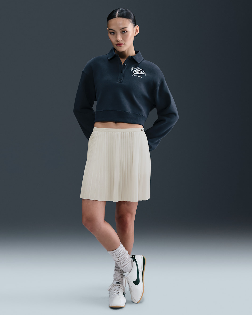 กระโปรงจับจีบผู้หญิง Nike Sportswear - Sail/ดำ