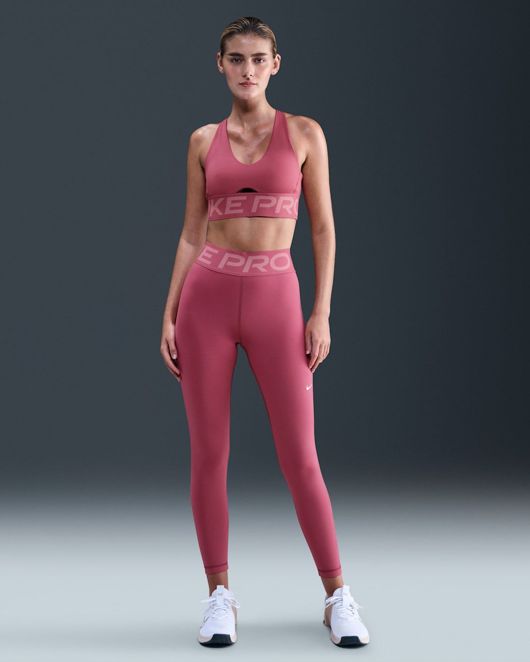 Leggings de tiro alto de largo completo para mujer Nike One Pro Sculpt - Remolacha dulce/Blanco