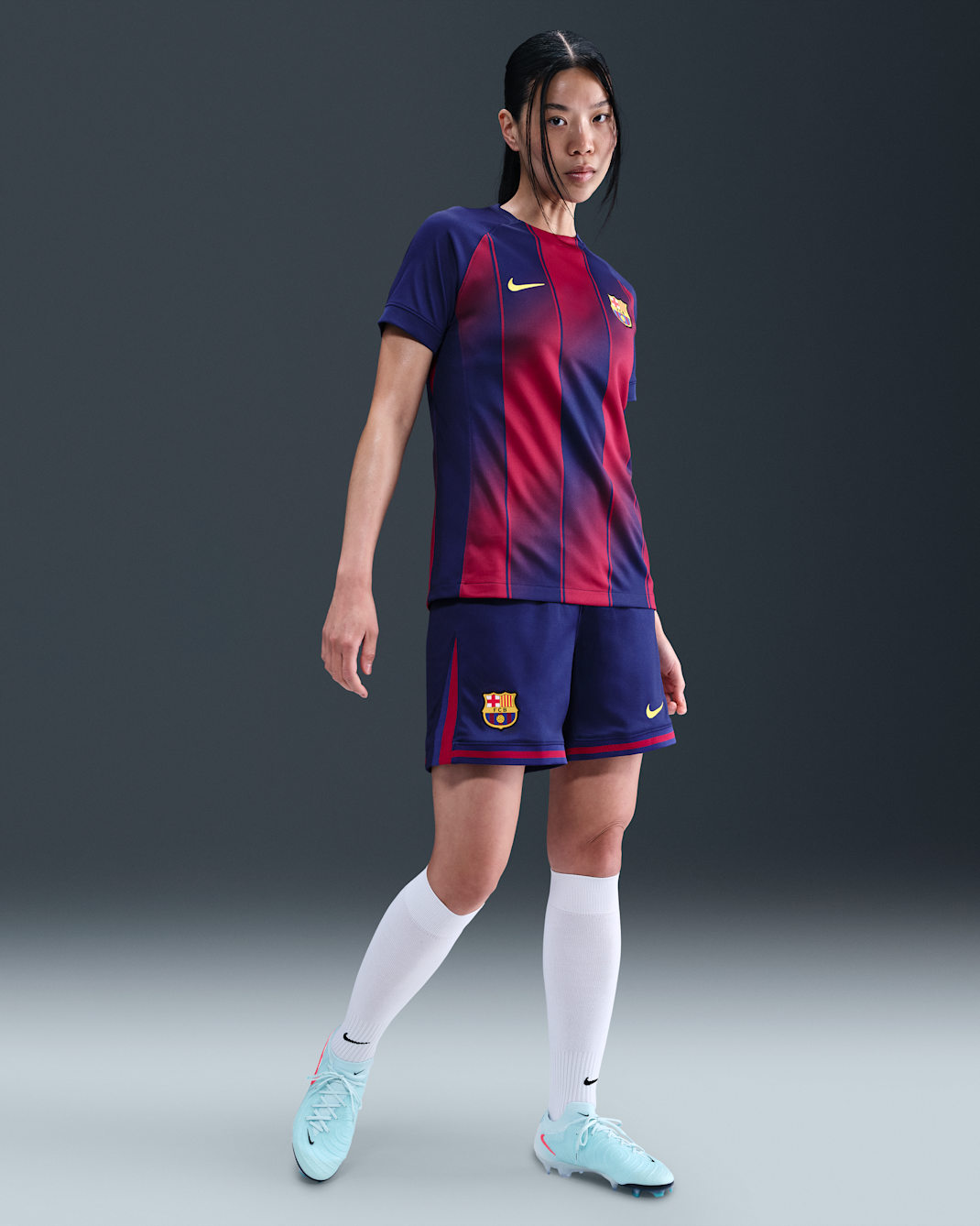 F.C. Barcelona 2025/26 Stadium Home Women's Nike Dri-FIT Football Replica Shorts - Deep Royal Blue/Noble Red/Midwest Gold