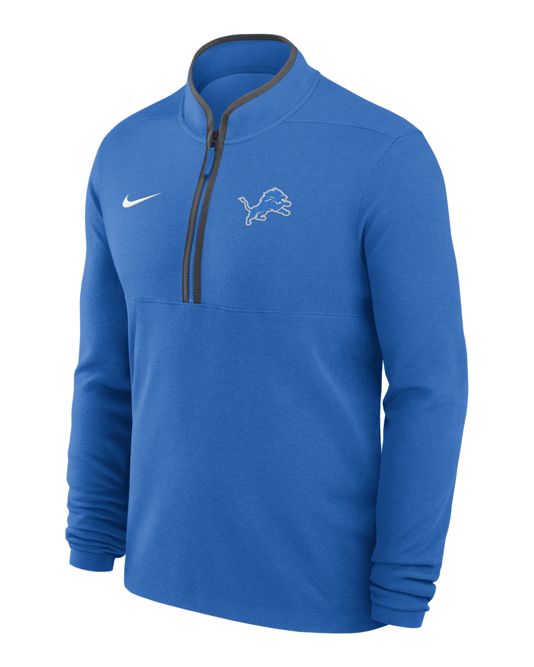 Detroit Lions Logo Victory Men's Nike Dri-FIT NFL 1/2-Zip Long-Sleeve Top - Blue