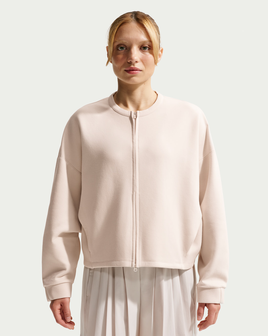 Nike 24.7 ImpossiblySoft Women's Dri-FIT Oversized Crew-Neck Full-Zip Top - Light Orewood Brown/Light Orewood Brown/Light Iron Ore