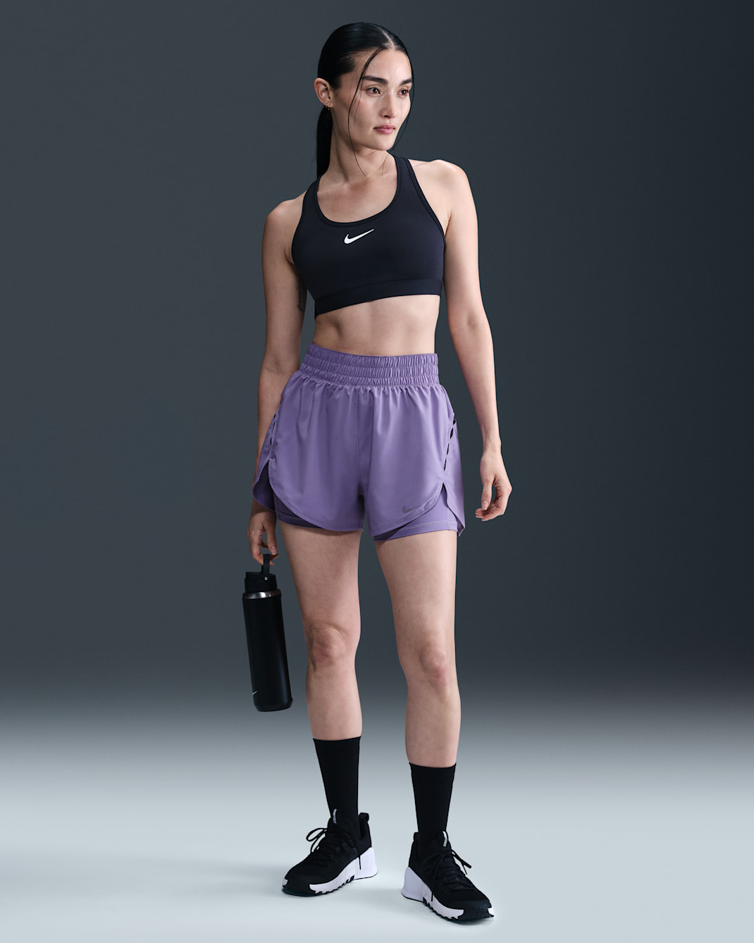 Nike One Women's Dri-FIT 2-in-1 Shorts - Dusty Amethyst/Black