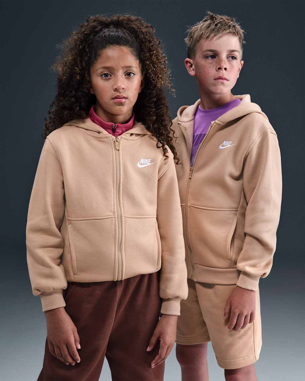 Nike Sportswear Club Fleece Big Kids' Full-Zip Hoodie - Hemp/White