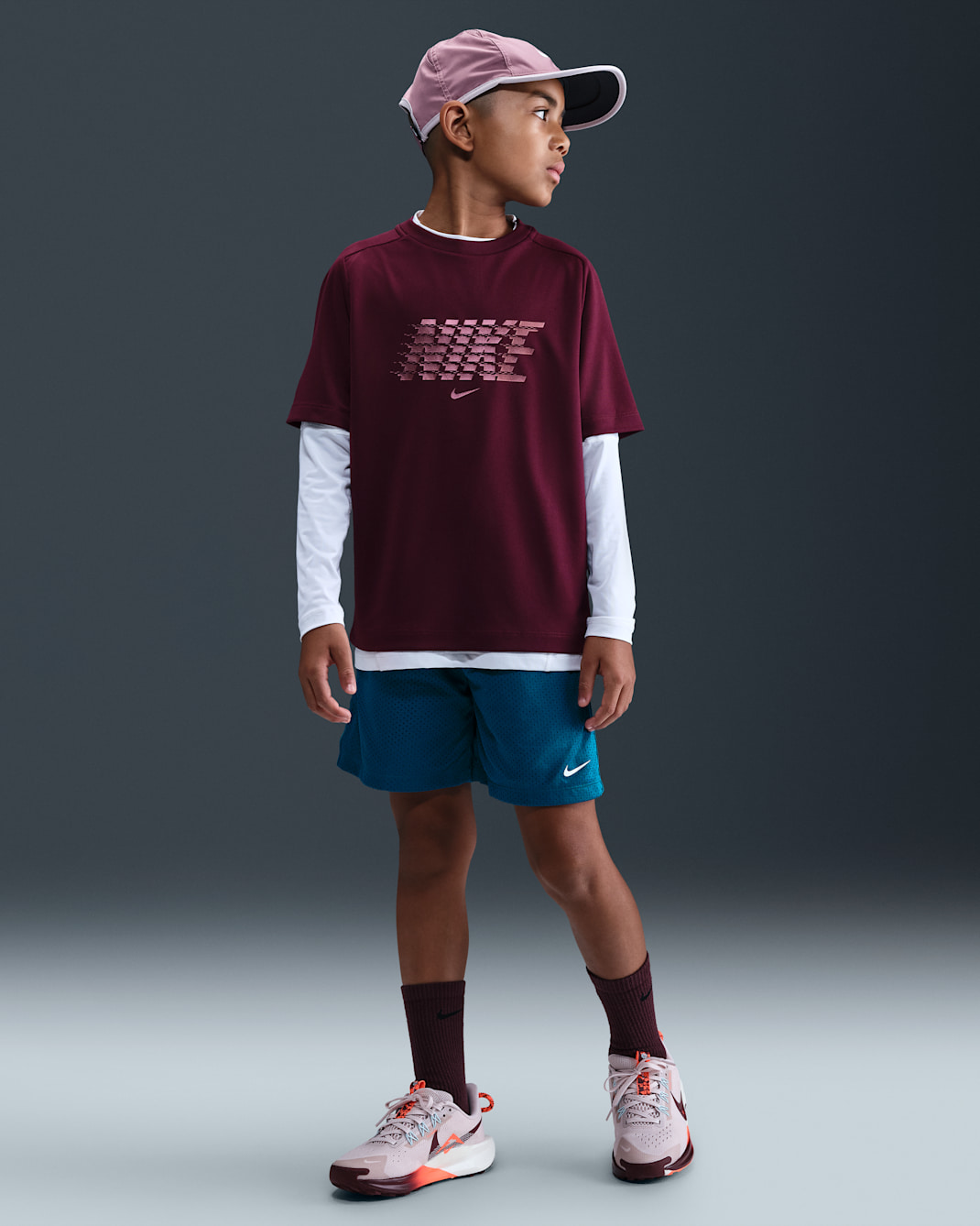 Nike Multi Big Kids' (Boys') Dri-FIT Mesh Shorts - Green Abyss/White