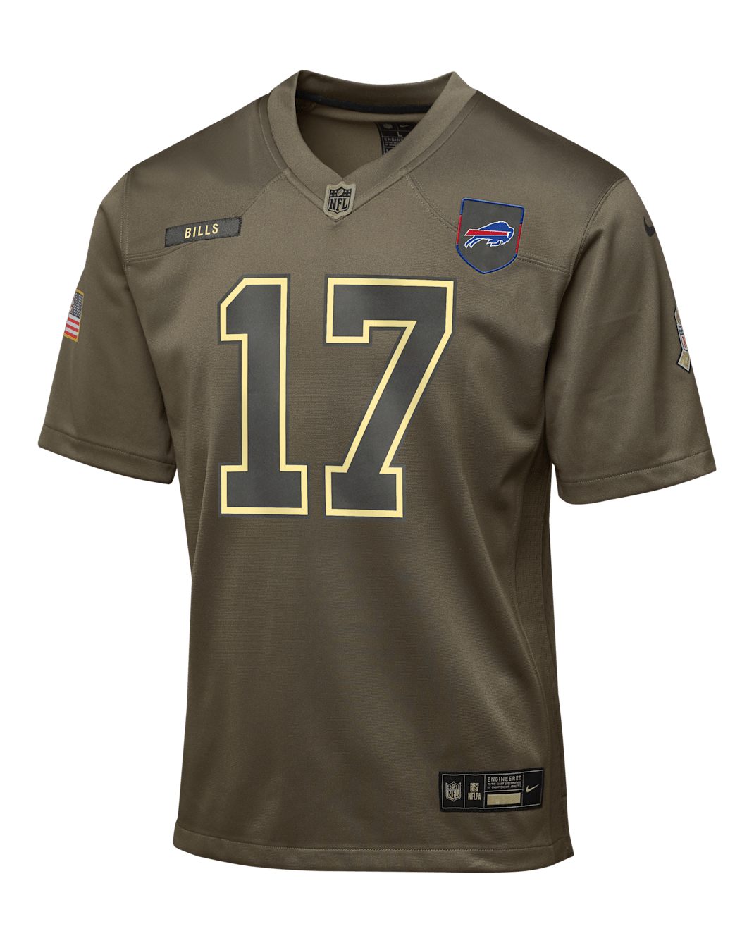 Jersey para niños talla grande Nike de la NFL Game de Josh Allen de los Buffalo Bills Salute to Service - Oliva