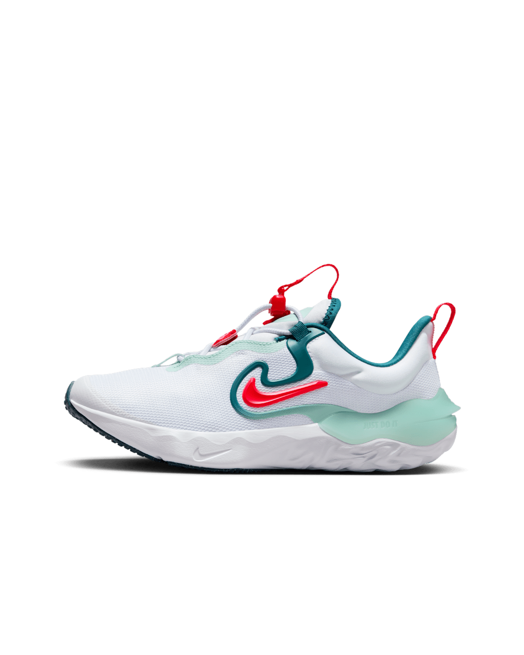 Nike Run Flow Older Kids' Running Shoes - White/Jade Ice/Geode Teal/Siren Red