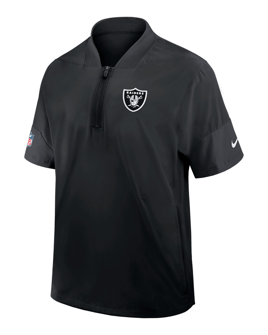 Las Vegas Raiders Sideline Coach Men's Nike NFL 1/2-Zip Short-Sleeve Jacket - Black